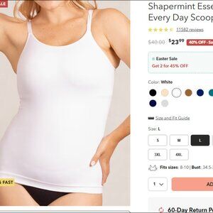 NEW Shapermint All Day Every Day Cami White sz L